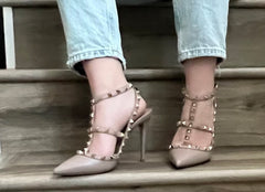 Valentino Rock Stud Garavani Caged Pumps- Nude Size 8.5