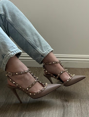 Valentino Rock Stud Garavani Caged Pumps- Nude Size 8.5