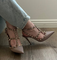 Valentino Rock Stud Garavani Caged Pumps- Nude Size 8.5