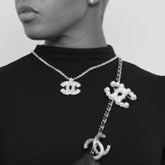 Chanel CC Rhinestone Brooch Pin