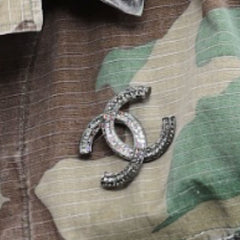 Chanel CC Rhinestone Brooch Pin