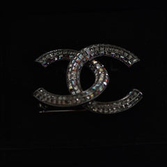 Chanel CC Rhinestone Brooch Pin