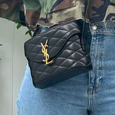 Saint Laurent June Quilted Leather Black Shoulder Bag