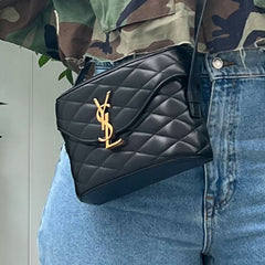 Saint Laurent June Quilted Leather Black Shoulder Bag